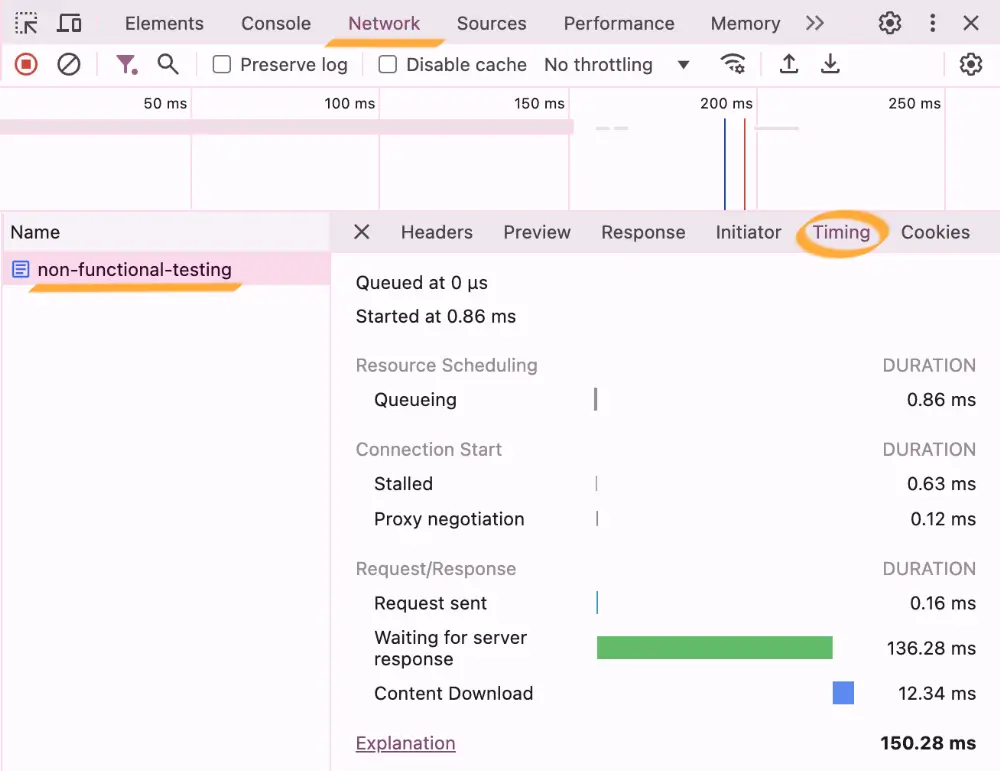 DevTools Timing